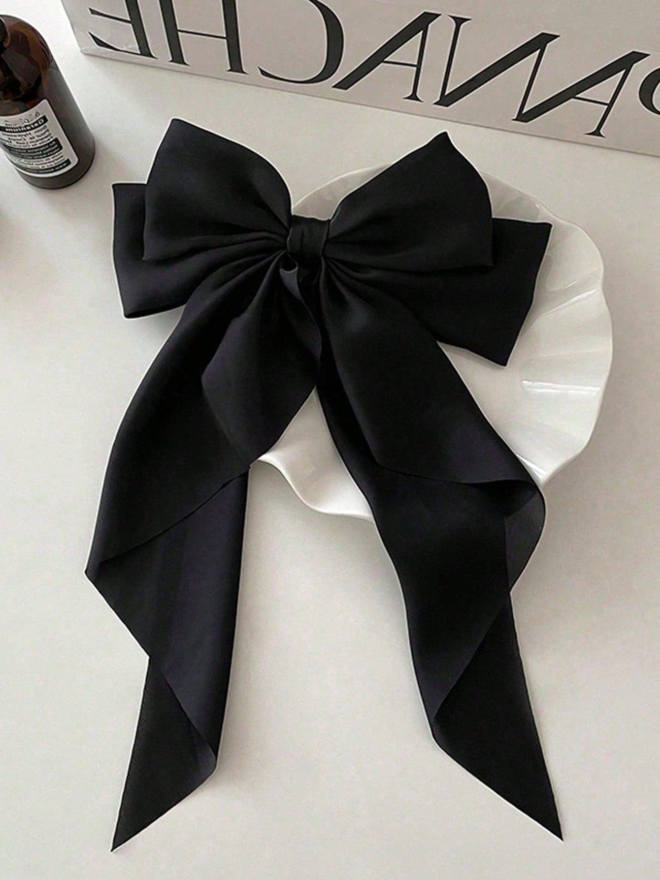 4pcs Women's Solid Color Satin Silk Oversized Bow Hairpins - Negative Apparel