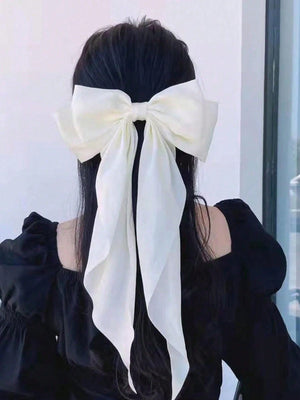 4pcs Women's Solid Color Satin Silk Oversized Bow Hairpins - Negative Apparel