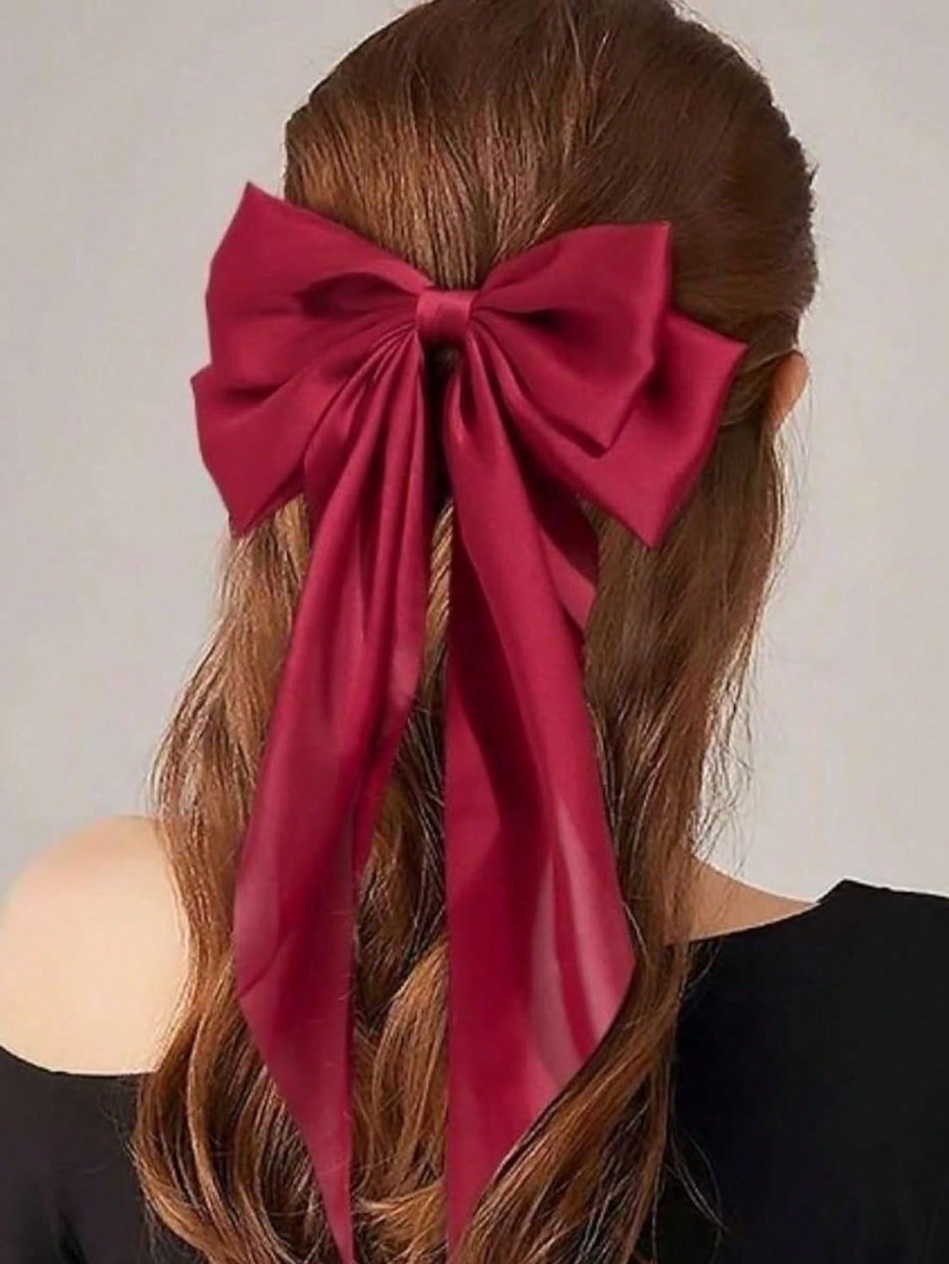 4pcs Women's Solid Color Satin Silk Oversized Bow Hairpins - Negative Apparel