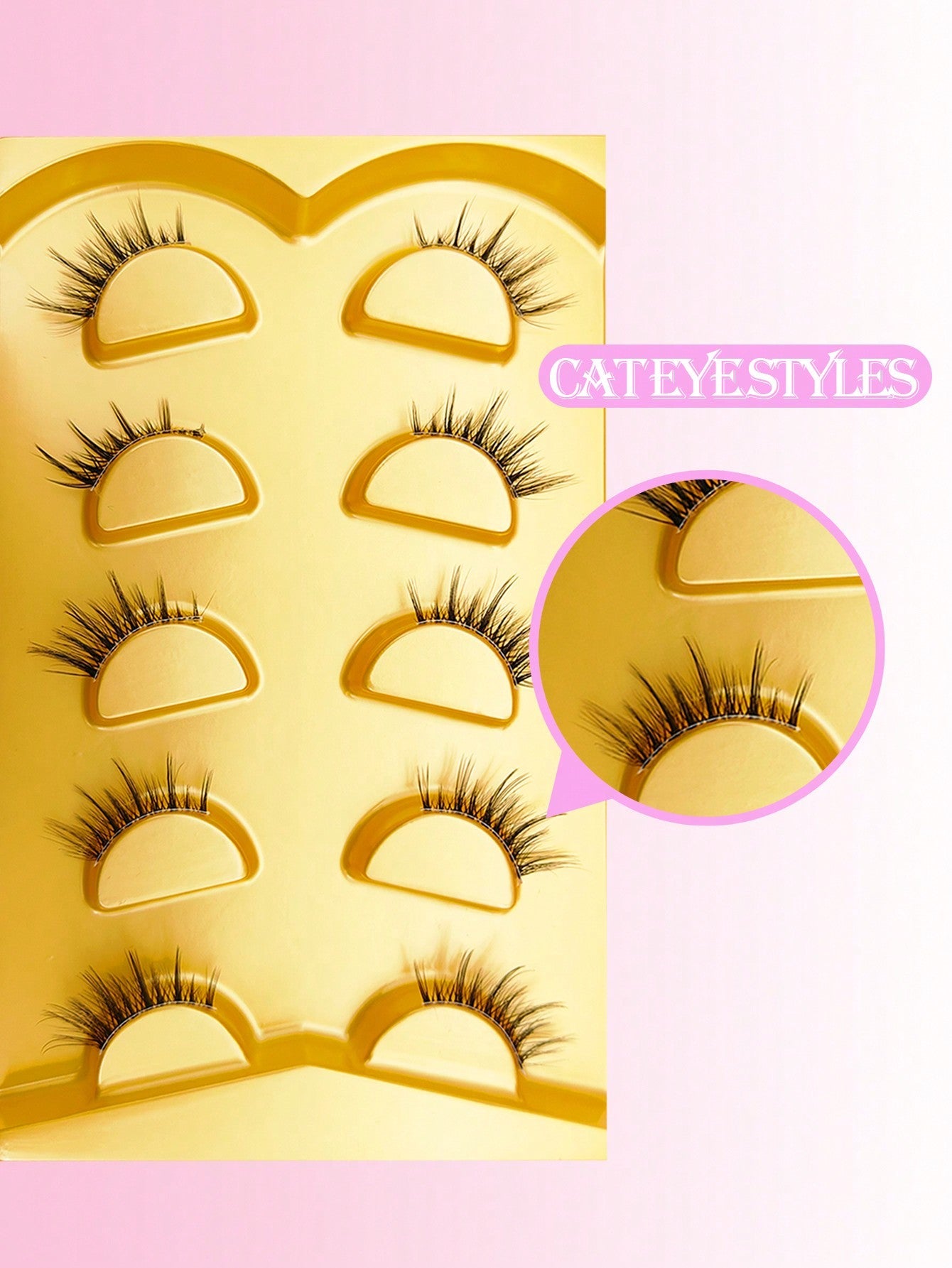 5 Pairs Half - Eye False Eyelashes, Strip Eyelashes, 5 - 10mm Length, D Curl, Lengthening False Eyelashes - Negative Apparel