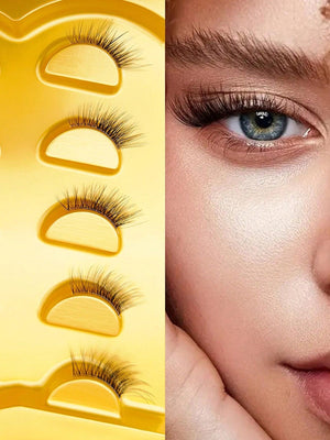 5 Pairs Half - Eye False Eyelashes, Strip Eyelashes, 5 - 10mm Length, D Curl, Lengthening False Eyelashes - Negative Apparel