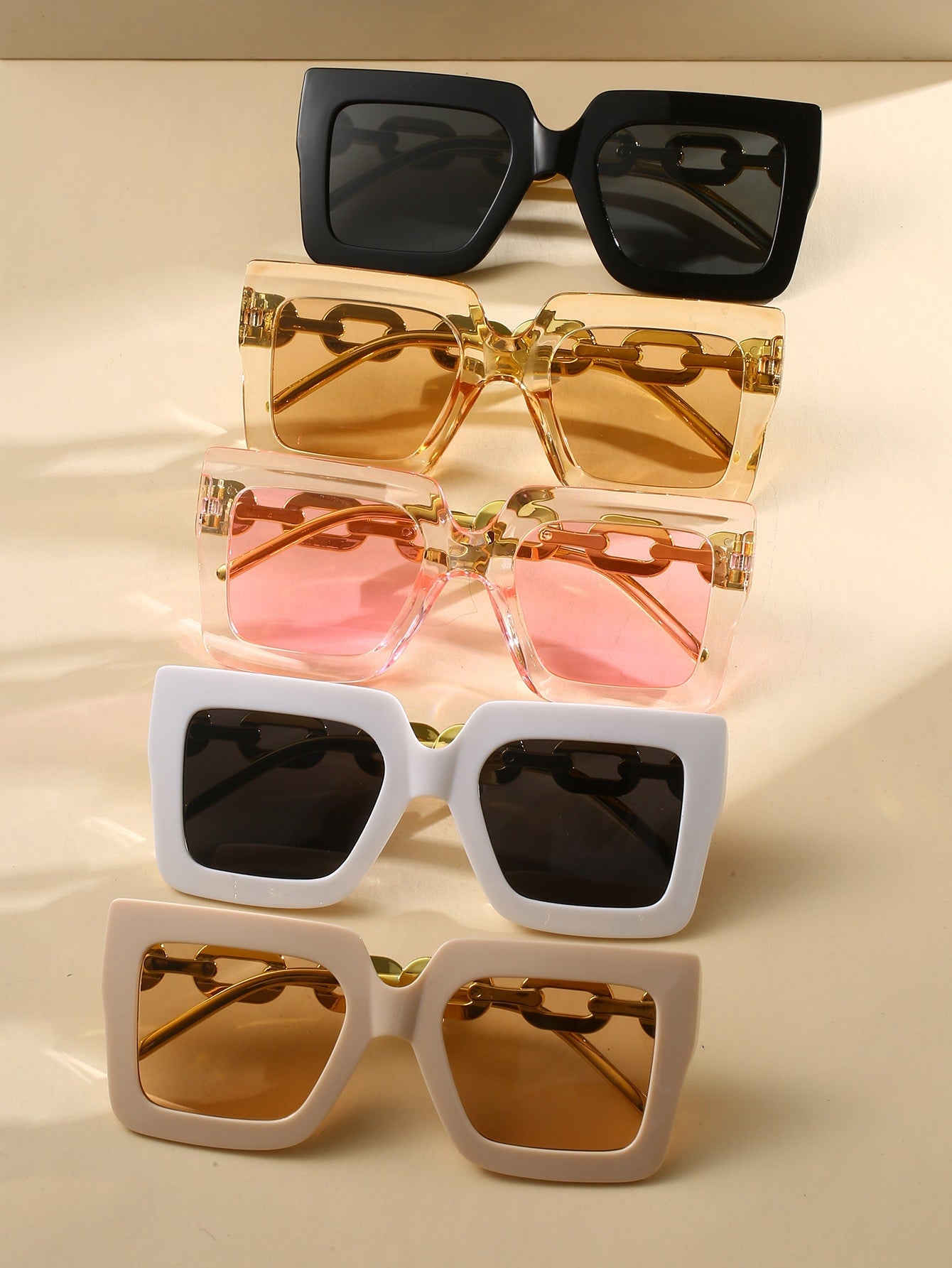 5pcs/pack Square Beach Shades Fashionable Sunglasses - Negative Apparel