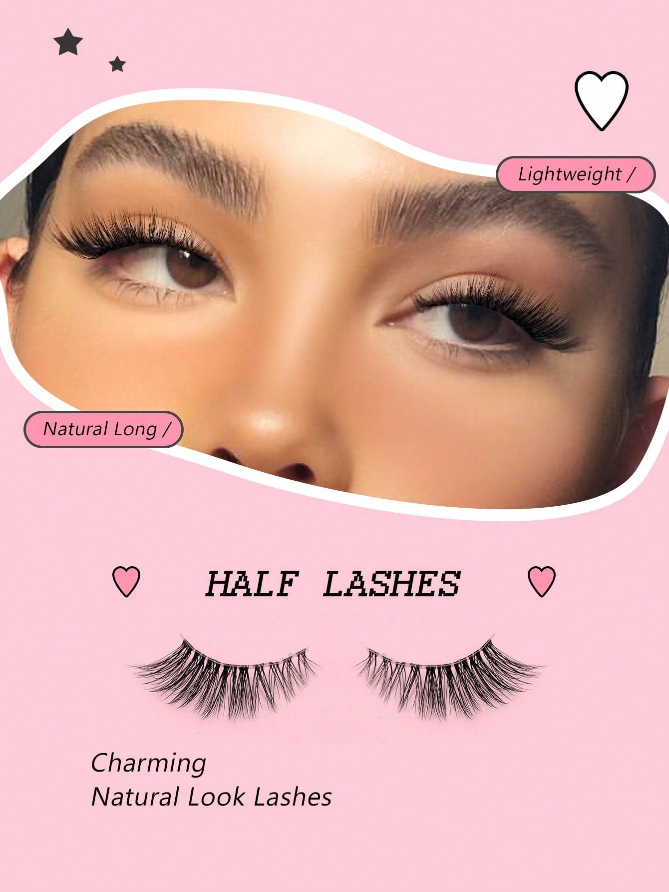 7 Pairs Half Lashes Clear Band Soft Natural Cat Eye Lashes Makeup Tool Extension Fluffy Faux Mink Lashes - Negative Apparel