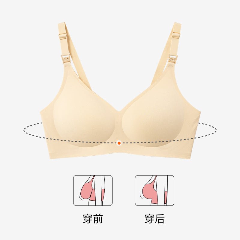 7A antibacterial seamless maternity nursing bra large size postpartum breastfeeding bra pregnant women front buckle no steel ring underwear - Negative Apparel