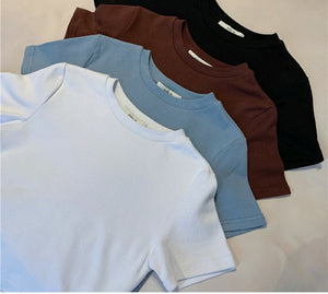 9 colors short style navel - baring solid color short - sleeved T-shirt for women summer 2025 tops - Negative Apparel