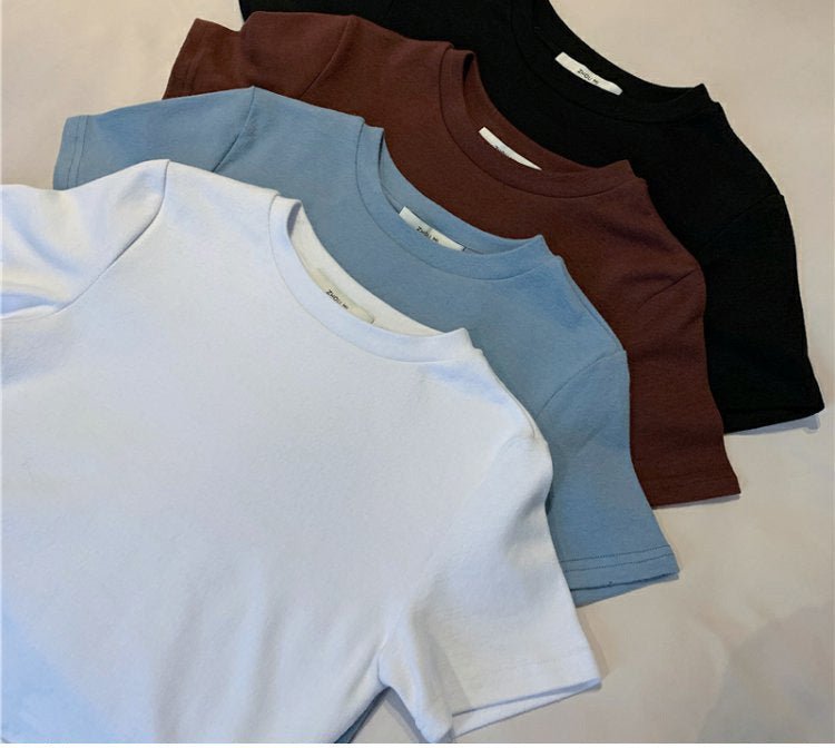 9 colors short style navel - baring solid color short - sleeved T-shirt for women summer 2025 tops - Negative Apparel