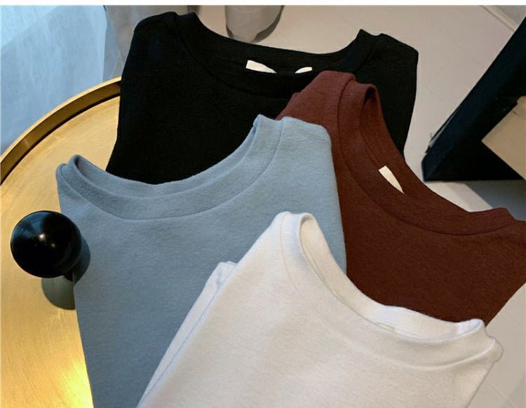 9 colors short style navel - baring solid color short - sleeved T-shirt for women summer 2025 tops - Negative Apparel