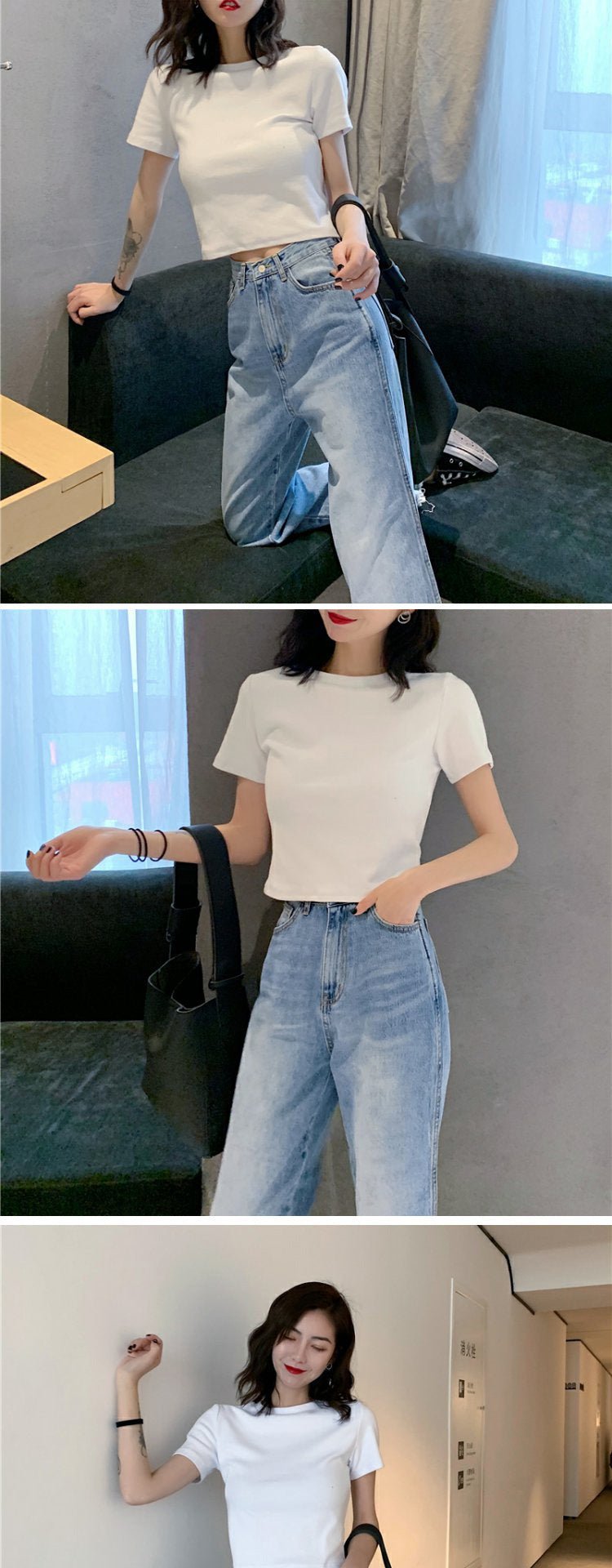 9 colors short style navel - baring solid color short - sleeved T-shirt for women summer 2025 tops - Negative Apparel