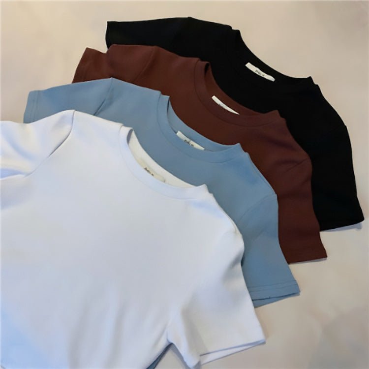 9 colors short style navel - baring solid color short - sleeved T-shirt for women summer 2025 tops - Negative Apparel