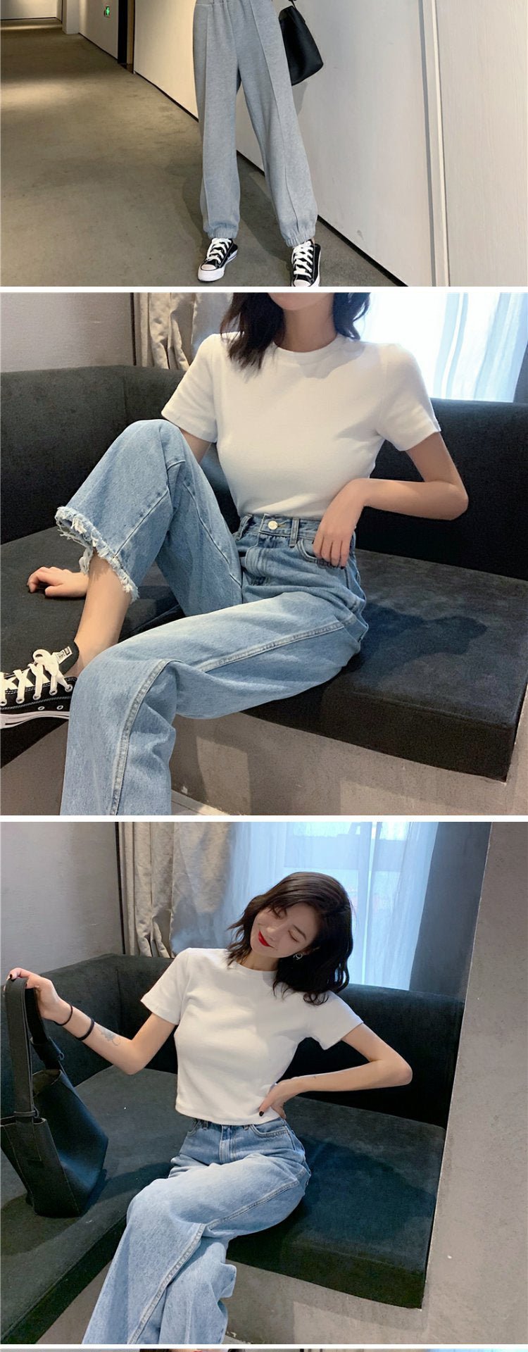 9 colors short style navel - baring solid color short - sleeved T-shirt for women summer 2025 tops - Negative Apparel
