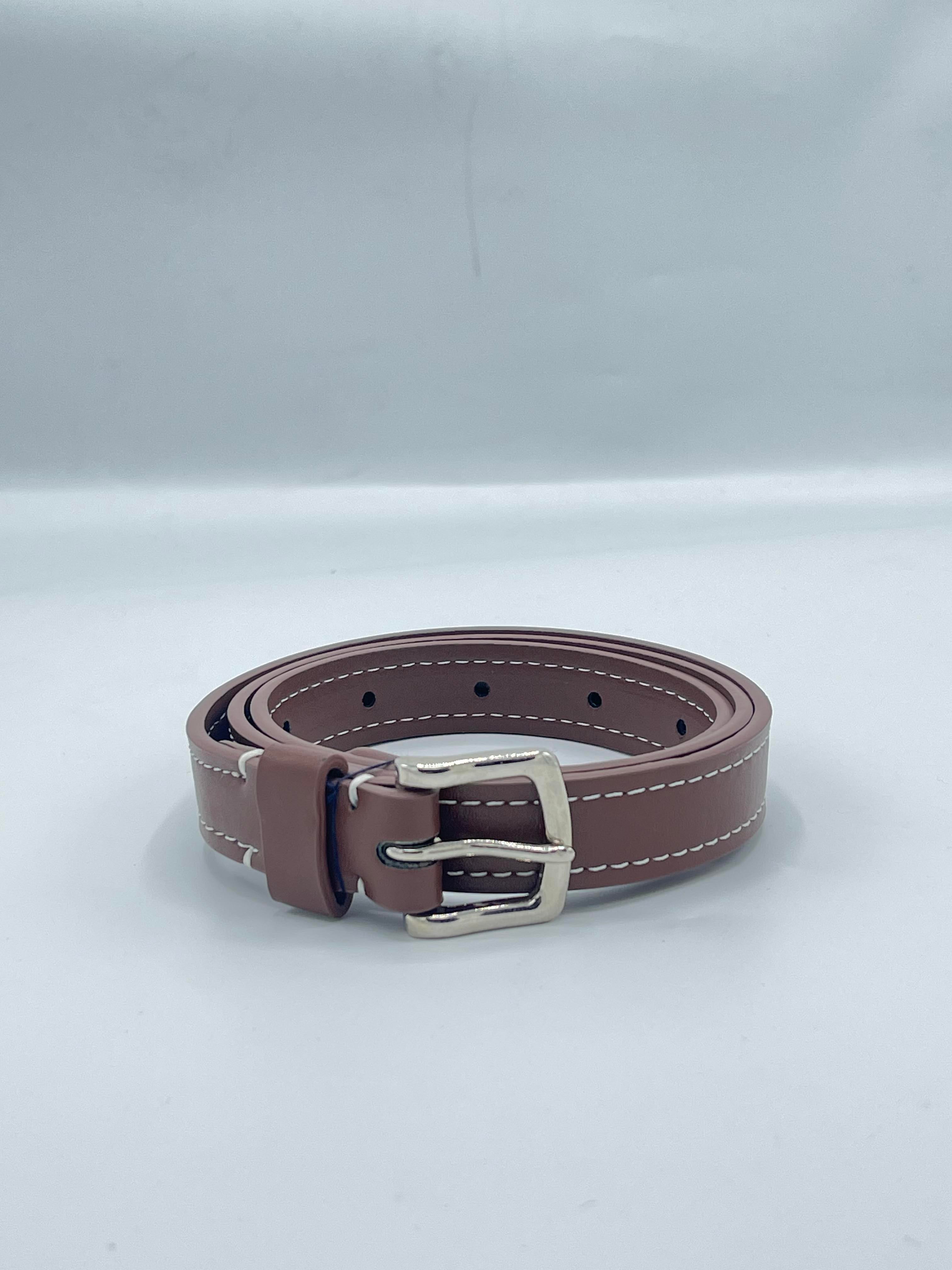 Coffee Brown Square Buckle Pu Fashion Belt