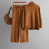 Thick Mock Neck Knit Set with Pockets