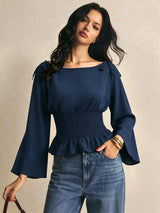 Off Shoulder Ruffle Flare Sleeve Top