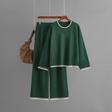 Contrast Trim Mercerised Cotton Knit Set