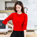 Knitted short top bottoming shirt autumn and winter 2021 new slim-fitting long-sleeved round neck with high-waisted sweater women's wholesale