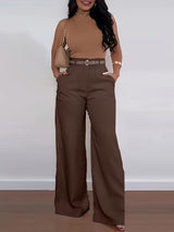 Twill Wide Leg Suit Trousers