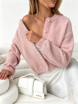 Faux Mink Pearl Button Cardigan