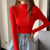 Stretch Mock Neck Knit Top 19 Colours