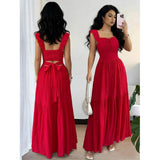 Square Neck Polka Dot Maxi Dress