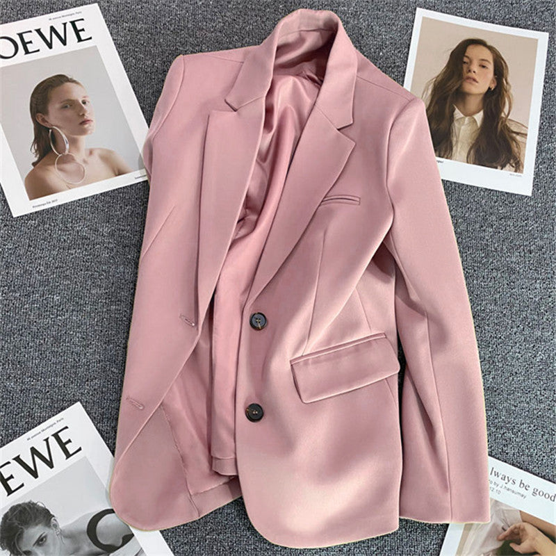 Loose Straight Blazer For Women with Black Buttons
