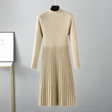 Mock Neck Thick Knit Midi Dress