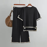 Contrast Colour Top and Wide Leg Trouser Set