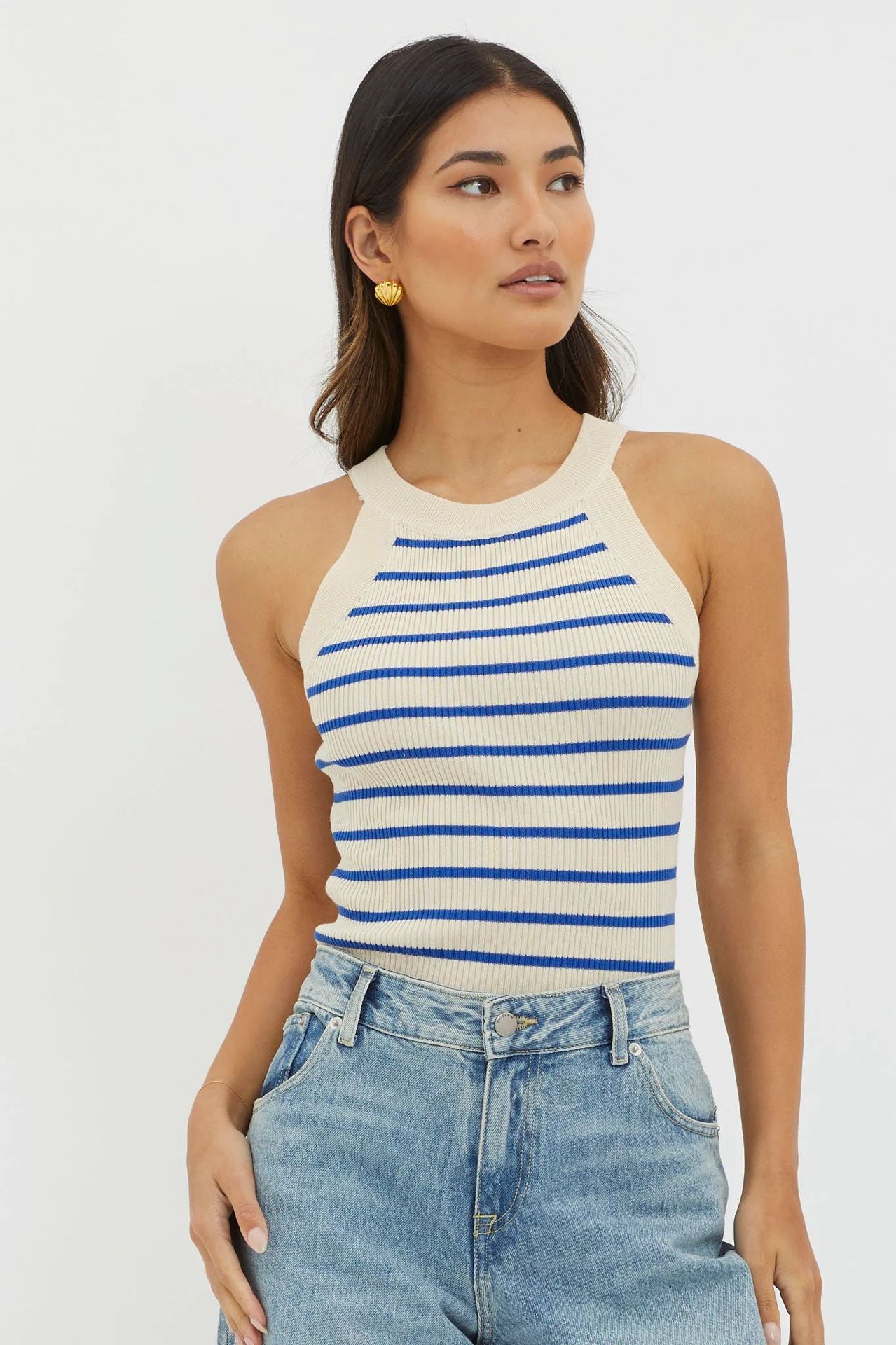 Frenchy Striped Knit Fitted Top