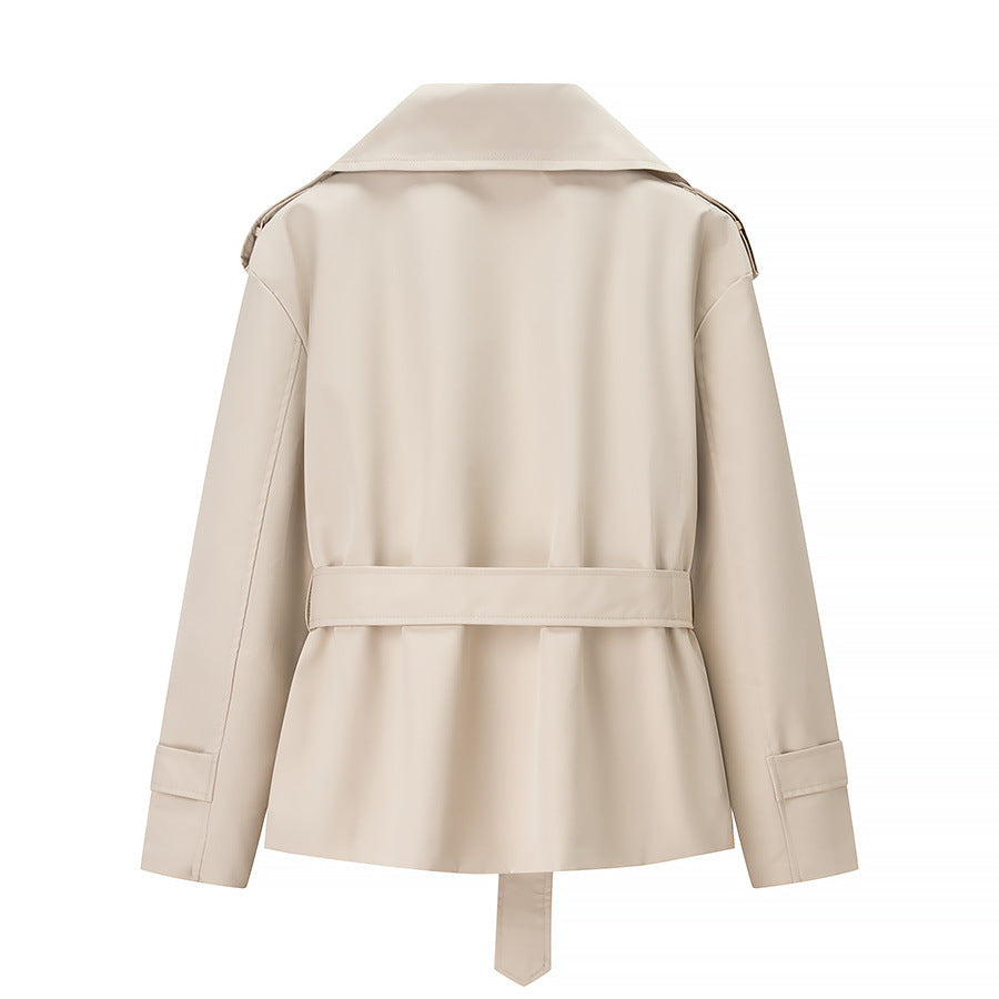 Belted Suit Collar Short Jacket