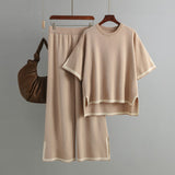 Contrast Colour Top and Wide Leg Trouser Set