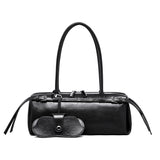 Belted Leather Baguette Bag