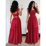 Square Neck Polka Dot Maxi Dress