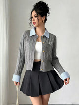 Collared Twist Knit Cardigan