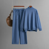 Thick Mock Neck Knit Set with Pockets