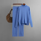 Ribbed Mock Neck Lace Up Knit Set