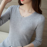 Thin Stretch V Neck Knit Pullover
