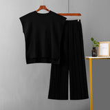 Sleeveless Knit Vest and Wide Leg Set