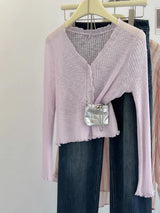 Frill Edge Slub Knit Sun Cardigan