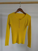 Stretch Ribbed V Neck Knit Top