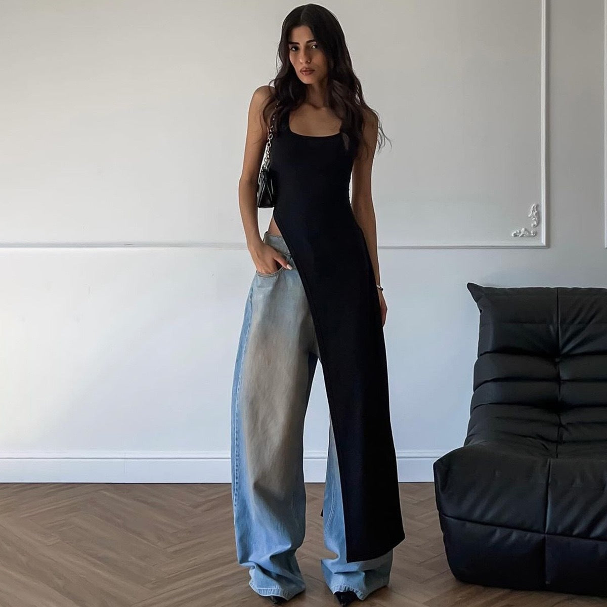 Asymmetric Hem Longline Tank Top