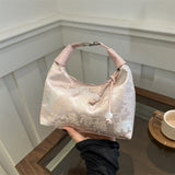 Embroidered Silk Bucket Bag