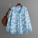 Geometric Jacquard Longline Cardigan