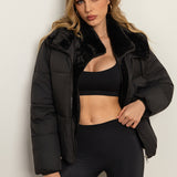Hooded Layered Look Padded Puffer Jacket