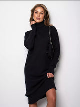 Turtleneck Knit Midi Dress