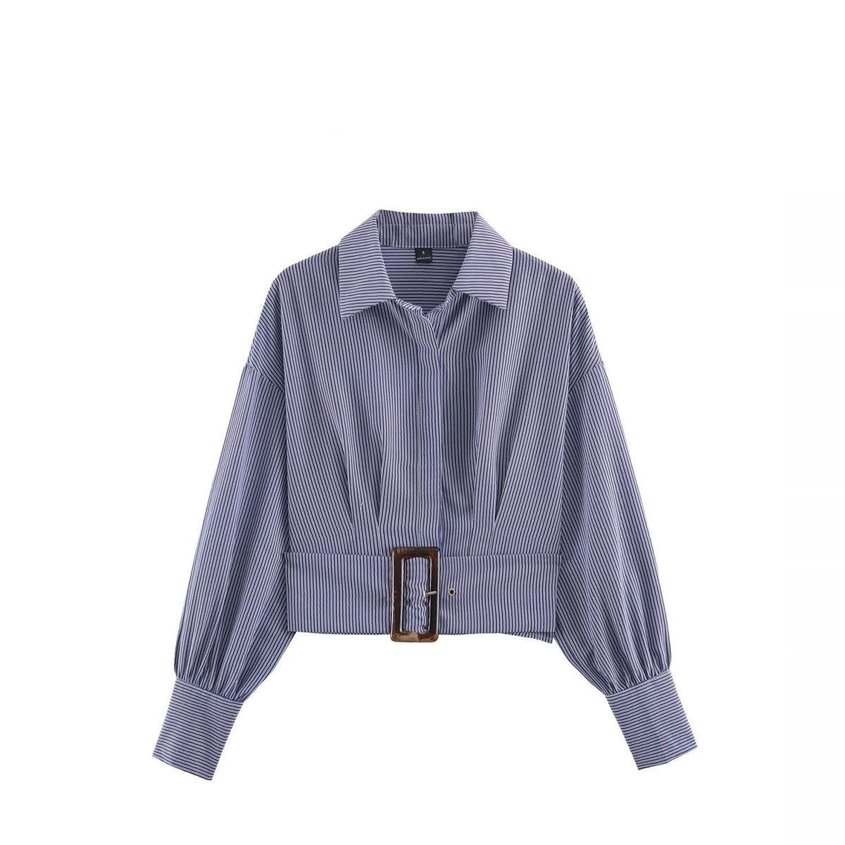 Navy Striped Button Waist Shirt