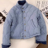 Blue Corduroy Padded Collar Jacket