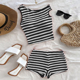 Striped Knit Vest and Shorts Set