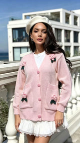 Crochet Flower Knit Cardigan