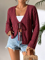 Bow Tie Twist Knit Cardigan