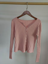 Thick Rib Crew Neck Knit Cardigan