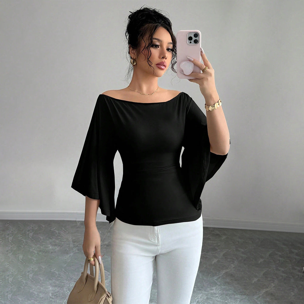 Off Shoulder Milk Silk Flare Top